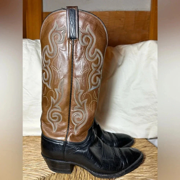 Lucchese Classic Brown Black Pointed Toe Western Cowgirl Boot Women’s Sz 6 Rodeo
